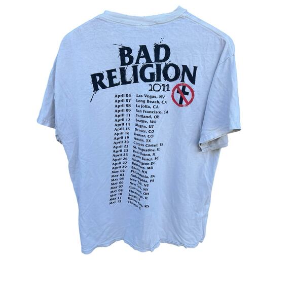 Bad Religion Mosh Skull Punk Rock Band Size LARGE White Tour Shirt 2011 - Picture 5 of 6